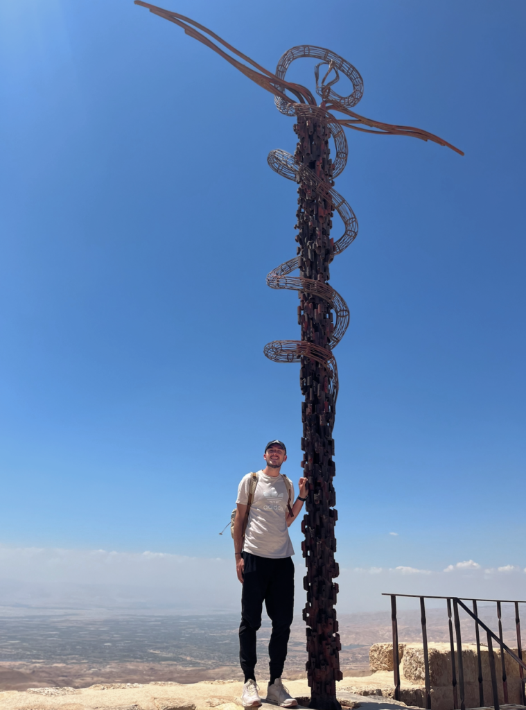 The serpent sculpture Mt. Nebo. Mt Nebo is an extraordinary destination on my 5 day guide to Jordan. 