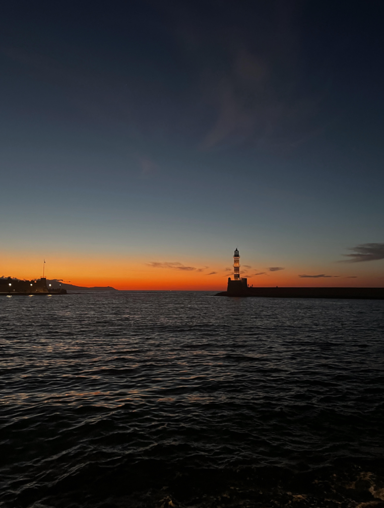 The Egyptian Lighthouse at Sunset in Chania Town