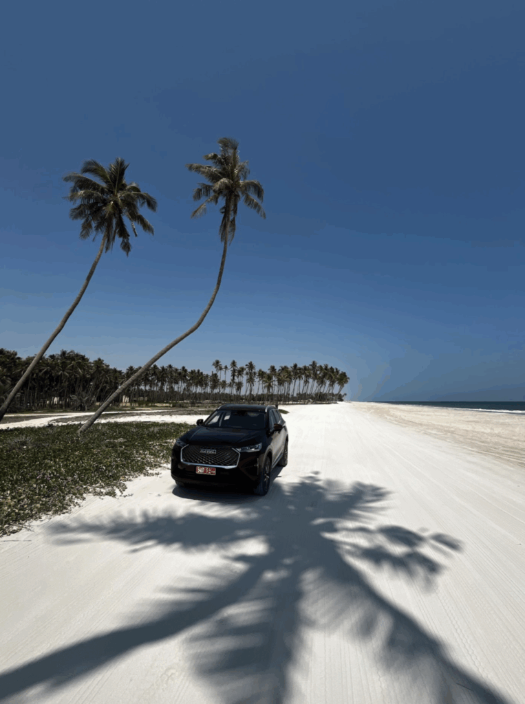Driving my car on the beach in Salalah.