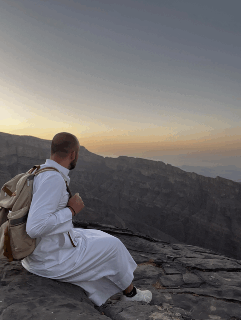 Watching the sunrise over Jebel Shams.