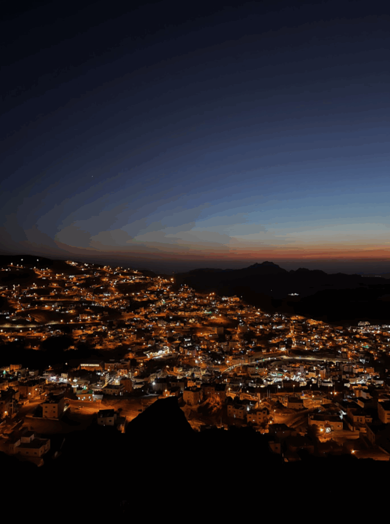 Wadi Musa at sunset, above Petra