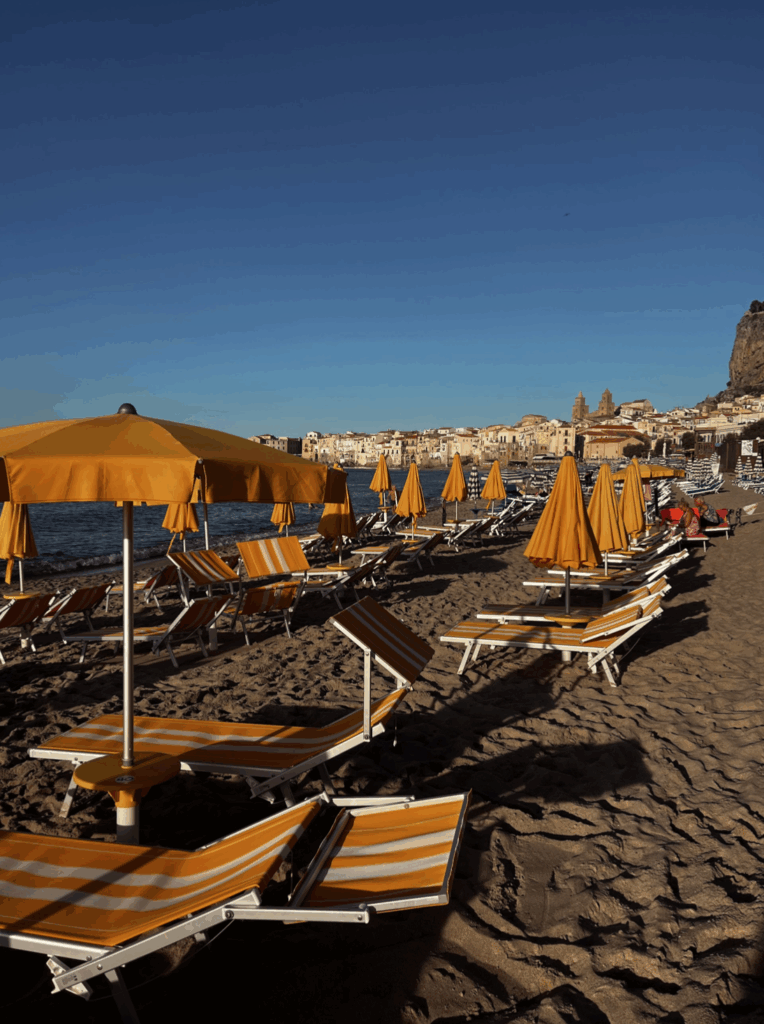 Sunset at the beach if Cefalu, Sicily