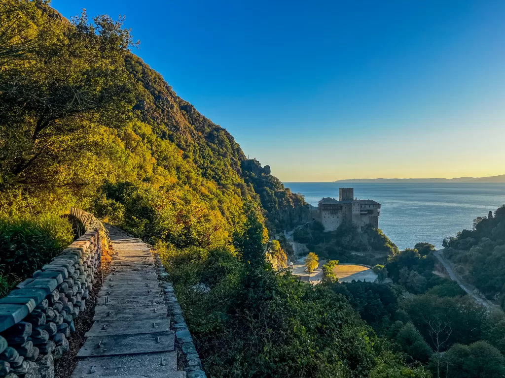 Trails around Dionysiou Monastery Mount Athos
