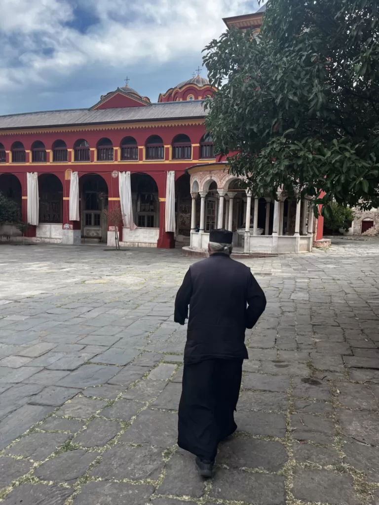 Fr Nick showing me around Mount Athos
