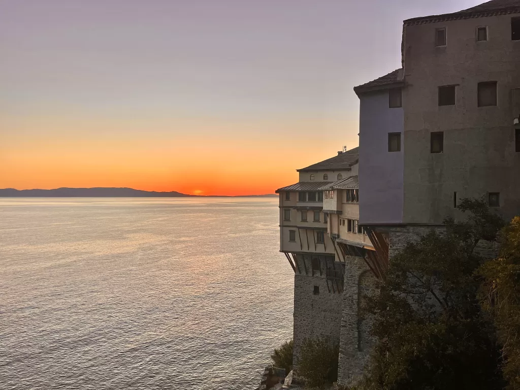 Dionysiou Monastery at sunset Mount Athos
