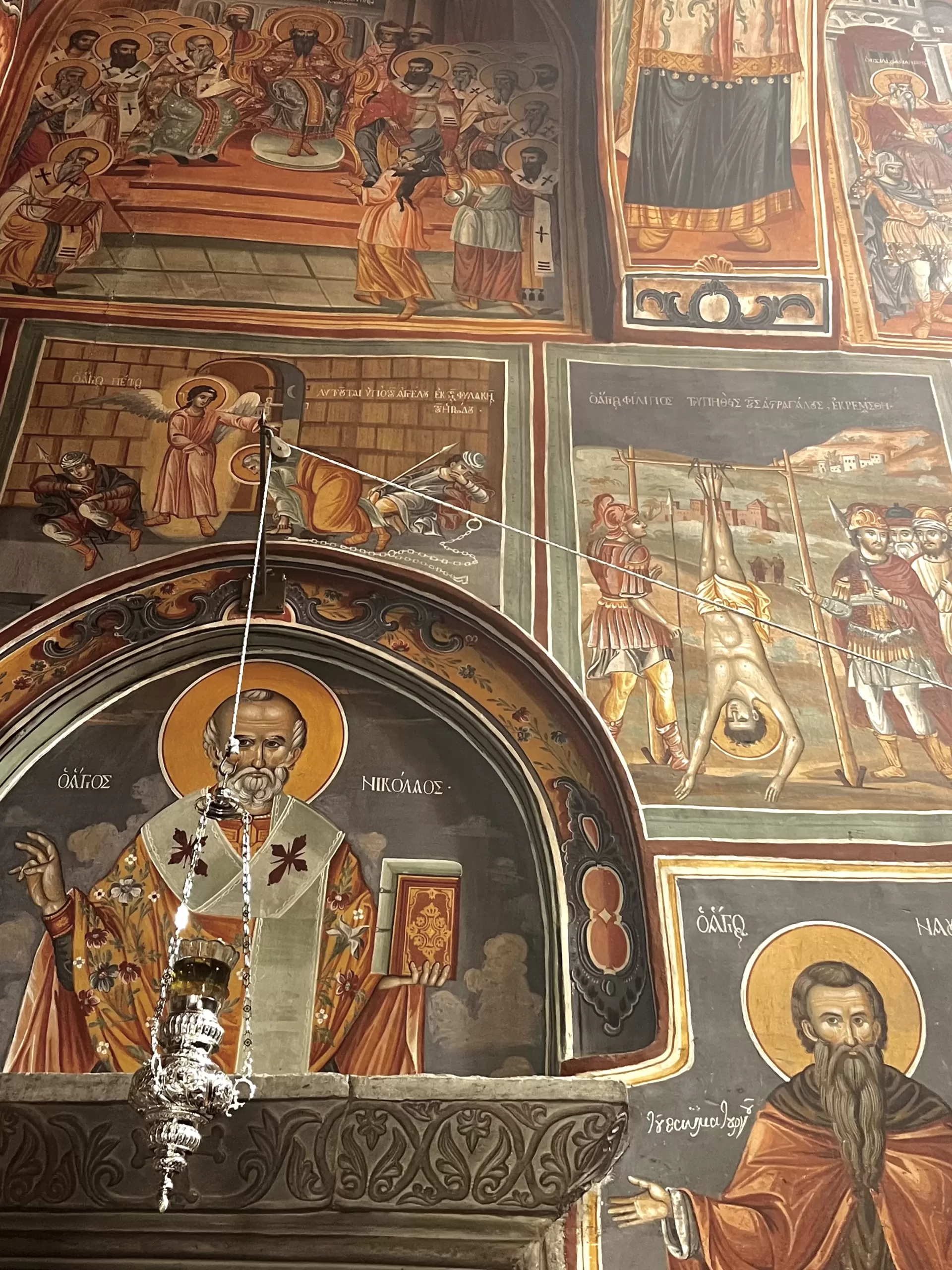 Interior byzantine frescos of Vatopedi Monastery 