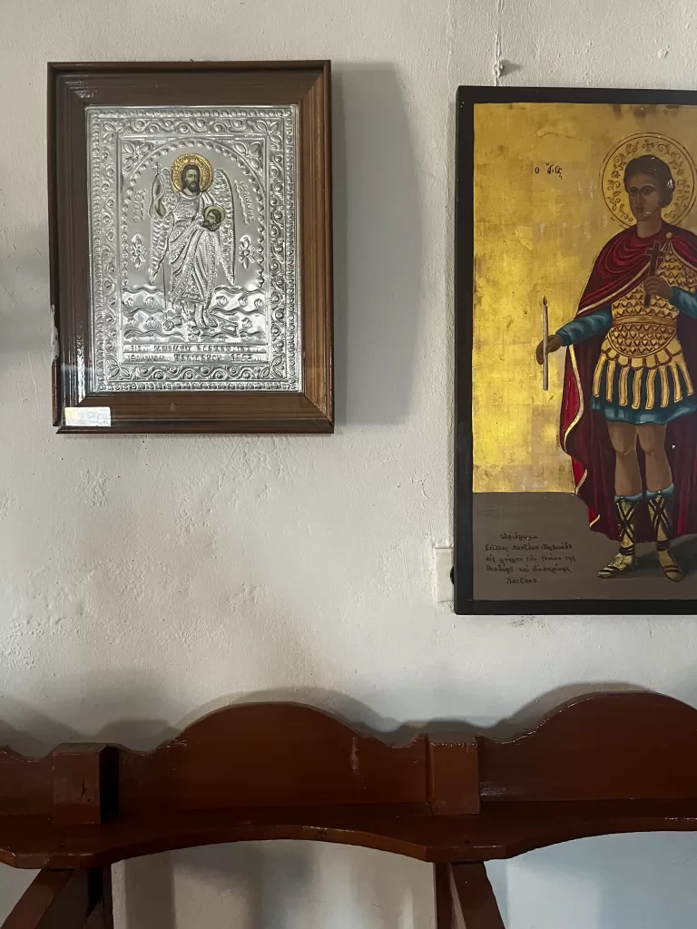 icons in a chapel in gerolimenas
