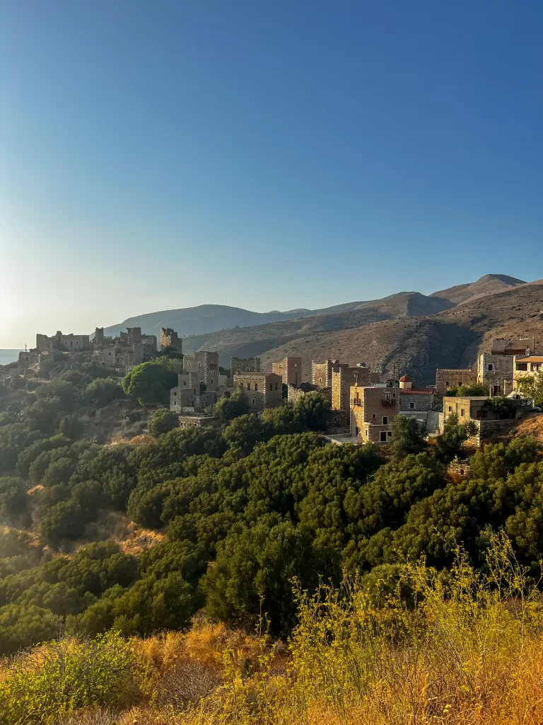 towers of the mani in the village of vathia