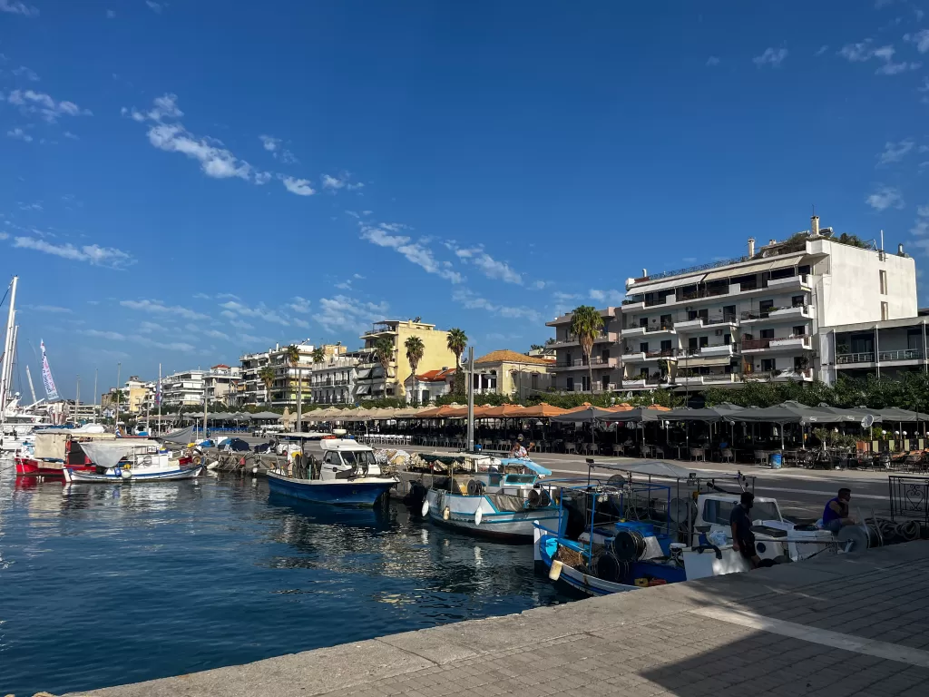 The waterfront of Kalamata runs along Navarinou Street